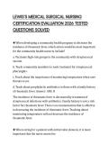 LEWIS&rsquo;S MEDICAL SURGICAL NURSING CERTIFICATION EVALUATION 2026 TESTED QUESTIONS SOLVED