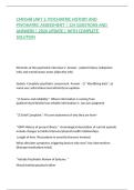 CMN548 UNIT 1&colon; PSYCHIATRIC HISTORY AND PSYCHIATRIC ASSESSMENT &vert; 124 QUESTIONS AND ANSWERS &vert; 2026 UPDATE &vert; WITH COMPLETE SOLUTION