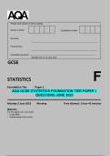 AQA GCSE STATISTICS FOUNDATION TIER PAPER 1 QUESTIONS JUNE 2025
