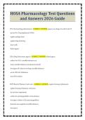 HOSA Pharmacology Test Questions and Answers 2026 Guide