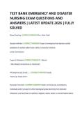 TEST BANK EMERGENCY AND DISASTER  NURSING EXAM QUESTIONS AND  ANSWERS &vert; LATEST UPDATE 2026 &vert; FULLY  SOLVED 