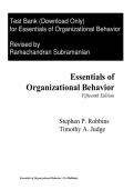 Test Bank &ndash; Essentials of Organizational Behavior&comma; 15th Edition &vert; Robbins & Judge &vert; Chapters 1&ndash;17