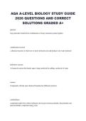 AQA A-LEVEL BIOLOGY STUDY GUIDE  2026 QUESTIONS AND CORRECT  SOLUTIONS GRADED A&plus; 