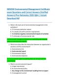 NEBOSH Environmental Management Certificate  exam Questions and Correct Answers &lpar;Verified  Answers&rpar; Plus Rationales 2026 Q&A &vert; Instant  Download Pdf 