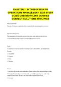 CHAPTER 1&colon; INTRODUCTION TO  OPERATIONS MANAGEMENT 2026 STUDY  GUIDE QUESTIONS AND VERIFIED  CORRECT SOLUTIONS 100&percnt; PASS 