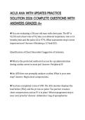 ACLS AHA WITH UPDATES PRACTICE SOLUTION 2026 COMPLETE QUESTIONS WITH ANSWERS GRADED A&plus;