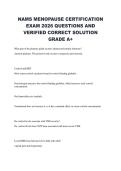 NAMS MENOPAUSE CERTIFICATION  EXAM 2026 QUESTIONS AND  VERIFIED CORRECT SOLUTION  GRADE A&plus; 