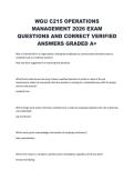 WGU C215 OPERATIONS  MANAGEMENT 2026 EXAM  QUESTIONS AND CORRECT VERIFIED  ANSWERS GRADED A&plus;