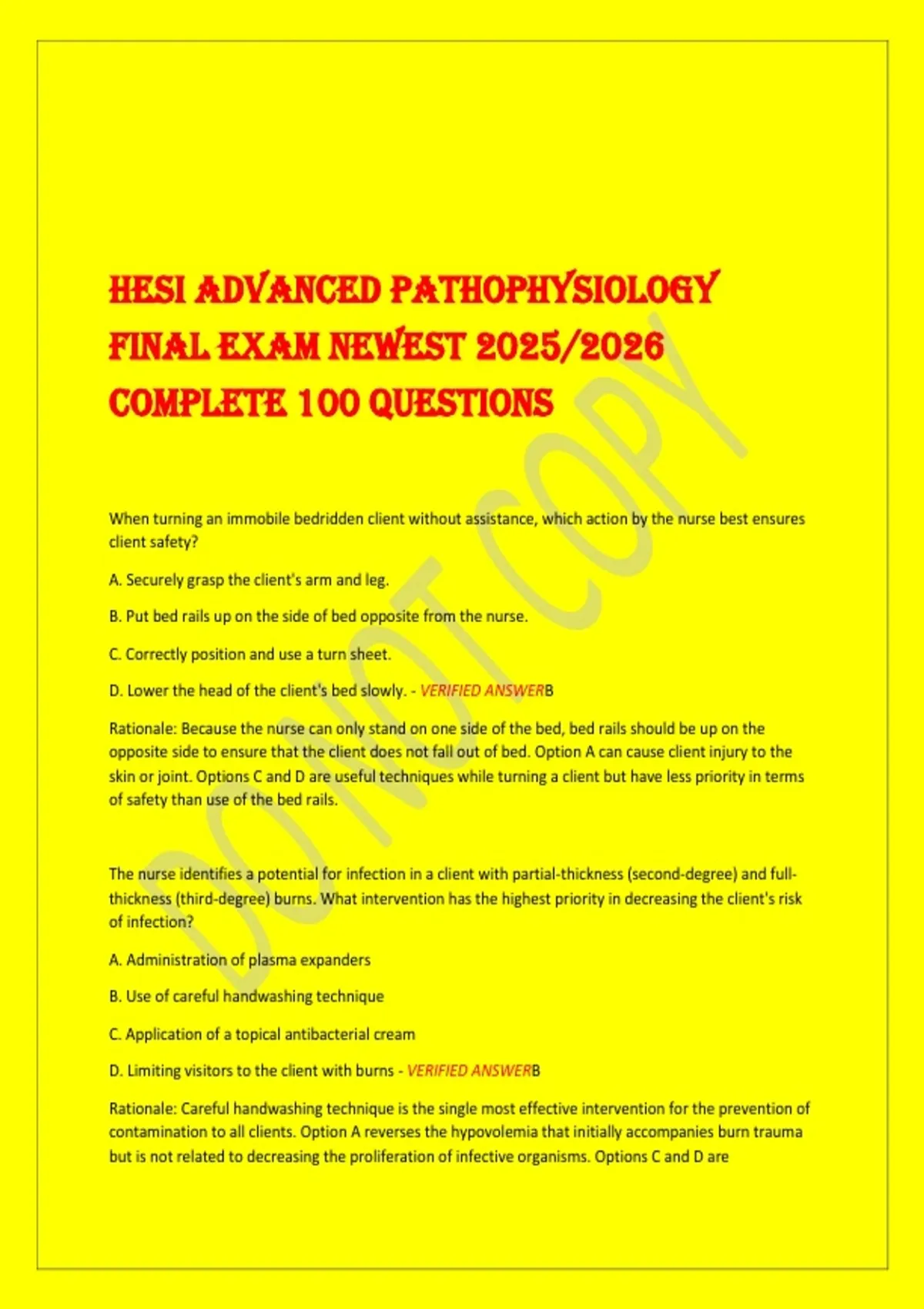HESI ADVANCED PATHOPHYSIOLOGY FINAL EXAM NEWEST 2025/2026 COMPLETE 100 ...