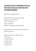 ADVANCED HEALTH ASSESSMENT NSG 500 PRACTICE EXAM 2026 QUESTIONS WITH ACCURATE ANSWERS
