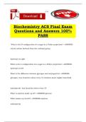 Biochemistry ACS Final Exam Questions and Answers 100&percnt; PASS