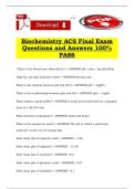 Biochemistry ACS Final Exam Questions and Answers 100&percnt; PASS