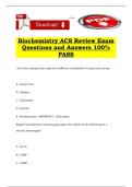 Biochemistry ACS Review Exam Questions and Answers 100&percnt; PASS
