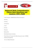 Balanced Body Comprehensive Pilates Quiz Questions and Answers 100&percnt; PASS