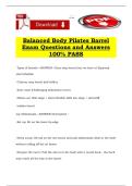 Balanced Body Pilates Barrel Exam Questions and Answers 100&percnt; PASS