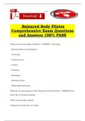 Balanced Body Pilates Comprehensive Exam Questions and Answers 100&percnt; PASS