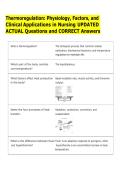 Thermoregulation&colon; Physiology&comma; Factors&comma; and  Clinical Applications in Nursing UPDATED  ACTUAL Questions and CORRECT Answers 