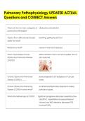 Pulmonary Pathophysiology UPDATED ACTUAL  Questions and CORRECT Answers