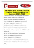 Balanced Body Pilates Exercise Families Exam Questions and Answers 100&percnt; PASS