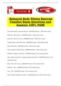 Balanced Body Pilates Exercise Families Exam Questions and Answers 100&percnt; PASS