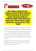 Mat Pilates Study Guide - Balanced Body EXAM &lpar;updated 2026&rpar; Questions & Answers &vert; Latest Already Graded A&plus; UPDATE 2025&vert;2026 Balanced Body Mat Pilates Study Guide Questions and Answers 100&percnt; PASS