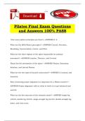 Pilates Final Exam Questions and Answers 100&percnt; PASS
