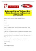Reformer Pilates&sol; Balance Body Exam Questions and Answers 100&percnt; PASS