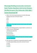 Mississippi Building Construction Contractor  Exam Practice Questions And Correct Answers  &lpar;Verified Answers&rpar; Plus Rationales 2026 Q&A &vert;  Instant Download Pdf