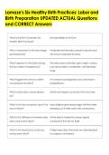 Lamaze's Six Healthy Birth Practices&colon; Labor and  Birth Preparation UPDATED ACTUAL Questions  and CORRECT Answers 
