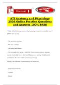 ATI Anatomy and Physiology 2026 Online Practice Questions and Answers 100&percnt; PASS