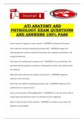 ATI ANATOMY AND PHYSIOLOGY EXAM QUESTIONS AND ANSWERS 100&percnt; PASS