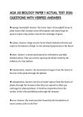 AQA AS BIOLOGY PAPER 1 ACTUAL TEST 2026 QUESTIONS WITH VERIFIED ANSWERS