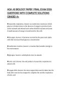 AQA AS BIOLOGY PAPER 1 FINAL EXAM 2026 QUESTIONS WITH COMPLETE SOLUTIONS GRADED A&plus;