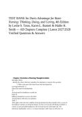 TEST BANK for Davis Advantage for Basic Nursing&colon; Thinking&comma; Doing&comma; and Caring&comma; 4th Edition by Leslie S&period; Treas&comma; Karen L&period; Barnett & Mable H&period; Smith &mdash; All Chapters Complete &vert;&vert; Latest 2027&sol;2028 Verified Questions & Answers