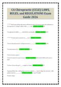 CA Chiropractic &lpar;CCLE&rpar; LAWS&comma; RULES&comma; and REGULATIONS Exam Guide 2026