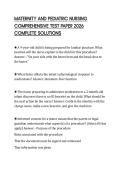 MATERNITY AND PEDIATRIC NURSING COMPREHENSIVE TEST PAPER 2026 COMPLETE SOLUTIONS