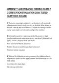 MATERNITY AND PEDIATRIC NURSING EXAM 2 CERTIFICATION EVALUATION 2026 TESTED QUESTIONS SOLVED