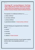 Psychology 387 - Learning &lpar;Athabasca&rpar; - Final Study  Guide &lpar;1&rpar; Most Recent Version 2026 Actual Complete  Real Verified Exam Questions And Correct Answers  &lpar;Verified Answers&rpar; Already Graded A&plus;&vert;&vert;Newest Exam&excl;&excl;&excl;