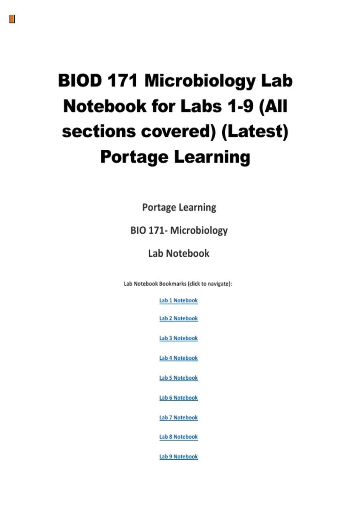 BIOD 171 Microbiology Lab Notebook – Labs 1–9 (All Sections Covered ...