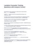 Lactation Counselor Training Questions with Answers Correct