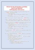  TEXAS Nursing Jurisprudence and Ethics  Latest Exam 2026&sol;2027  All 90 Questions with Answers