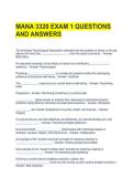 MANA 3320 EXAM 1 QUESTIONS AND ANSWERS 
