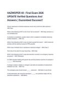 HAZWOPER 40 - Final Exam 2026 UPDATE Verified Questions And Answers &vert; Guaranteed Success&excl;&excl;