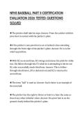 NFHS BASEBALL PART II CERTIFICATION EVALUATION 2026 TESTED QUESTIONS SOLVED