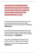 CALIFORNIA ARF ADMINISTRATOR EXAMINATION EXAM WITH CORRECT ACTUAL QUESTIONS AND CORRECTLY WELL DEFINED ANSWERS LATEST ALREADY GRADED A&plus; 2026