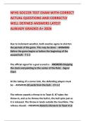 NFHS SOCCER TEST EXAM WITH CORRECT ACTUAL QUESTIONS AND CORRECTLY WELL DEFINED ANSWERS LATEST ALREADY GRADED A&plus; 2026
