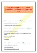 AQA CHEMISTRY A-LEVEL EXAM QUESTIONS AND ANSWERS&period; VERIFIED 2026&period;