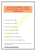 AQA GCSE CHEMISTRY - PAPER 1 EXAM QUESTIONS AND ANSWERS&period; VERIFIED 2026&period;