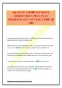 AQA GCSE CHEMISTRY 8462&sol;1H HIGHER TIER PAPER 1 EXAM QUESTIONS AND ANSWERS&period; VERIFIED 2026&period;