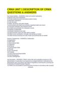 CRMA UNIT 1 DESCRIPTION OF CRMA QUESTIONS & ANSWERS
